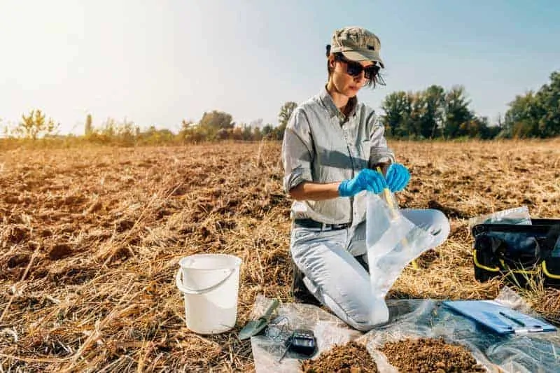 taking soil sample