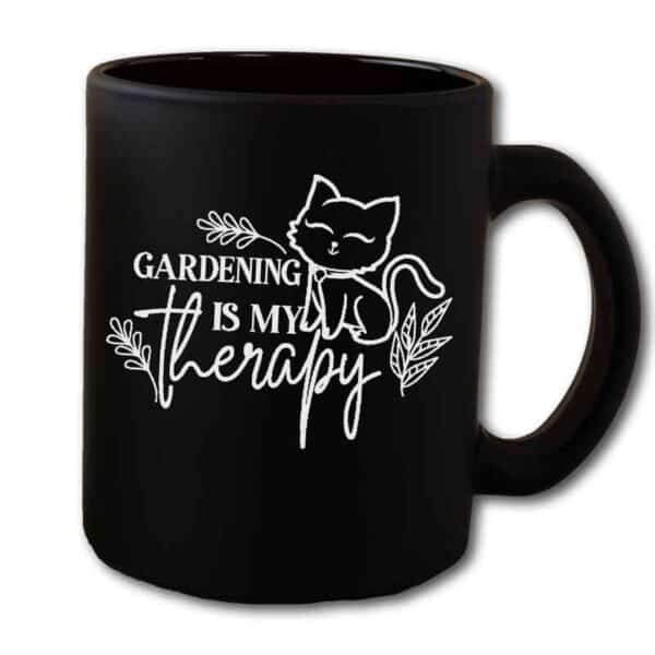 Gardening Is My Therapy CAT black Mug