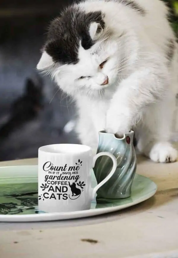Count Me in Gardening Cat White Mug