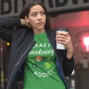 Crazy Gardening Addict Green Mens Shirt Woman Wearing