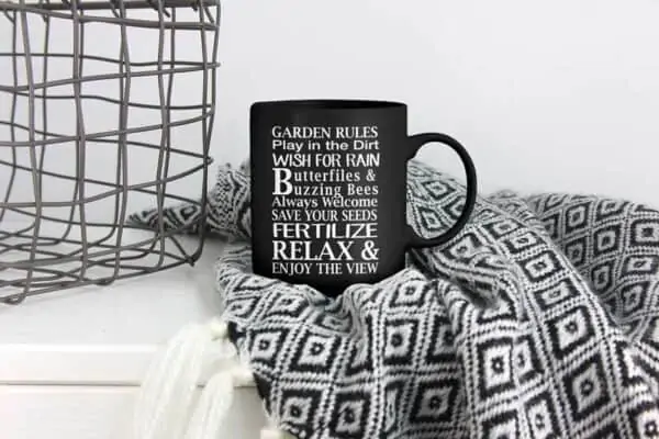 Garden Rules White Play in Dirt Black Coffee Mug Cute Gift