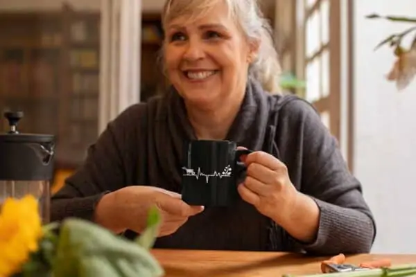 Gardener's Heartbeat Garden Black Coffee Mug Woman