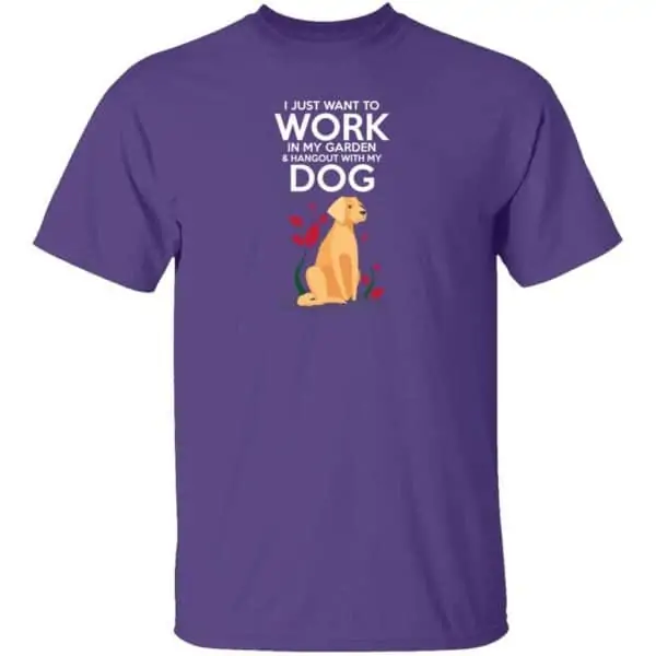 Work in The Garden & Hang With My Dog Mens T Shirt Purple