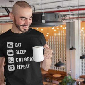 Eat Sleep Cut Grass Repeat Lawn Garden Mens T Shirt Black Man