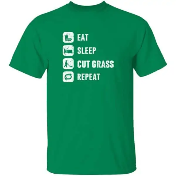 Eat Sleep Cut Grass Repeat Lawn Garden Mens T Shirt Turf Green