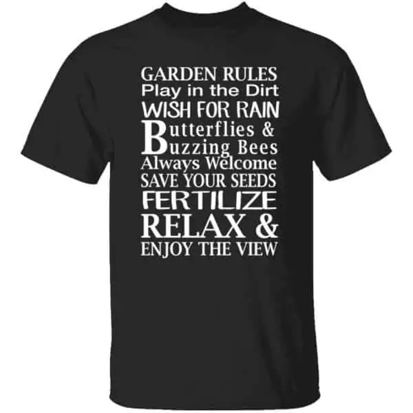 Garden Rules Play In The Dirt Butterflies & Bee Mens T Shirt Black